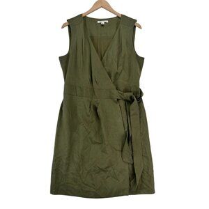 Banana Republic Wrap Midi Dress Green Career Sleeveless Size 12